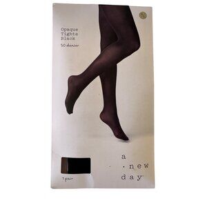A New Day Opaque Size M/L Tights Black 50 Denier 1Pair NWB